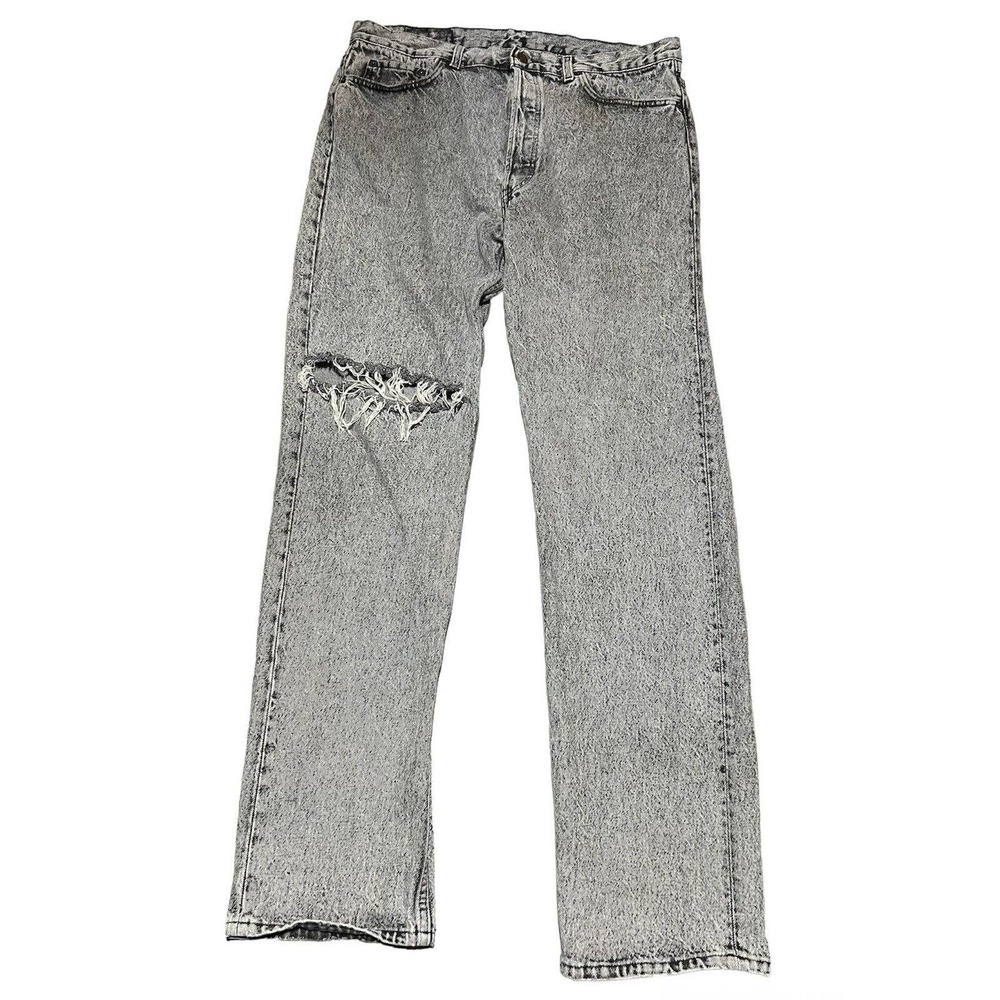Vintage Levi's 501xx 80s Gray Acid Wash Denim Jeans Men's Actual Size 38x34